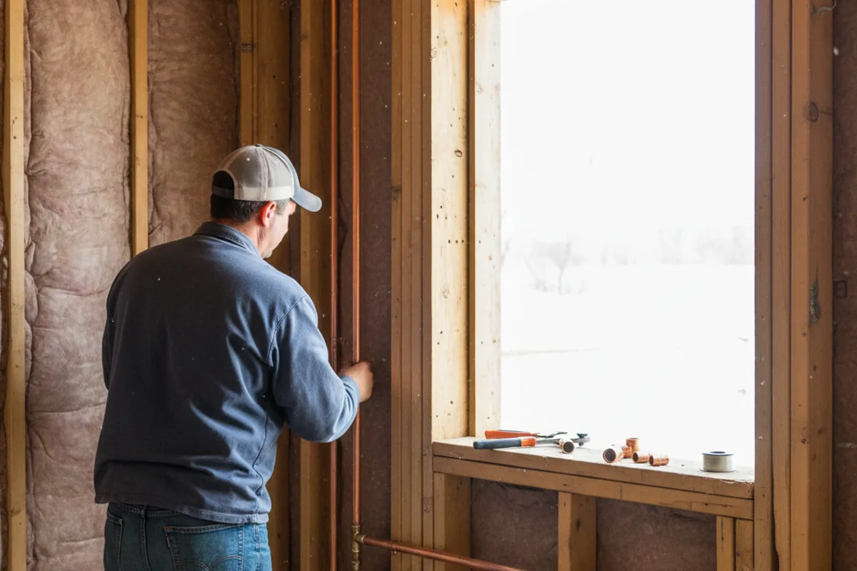 Licensed plumber running new copper supply lines in a Heltonville home
