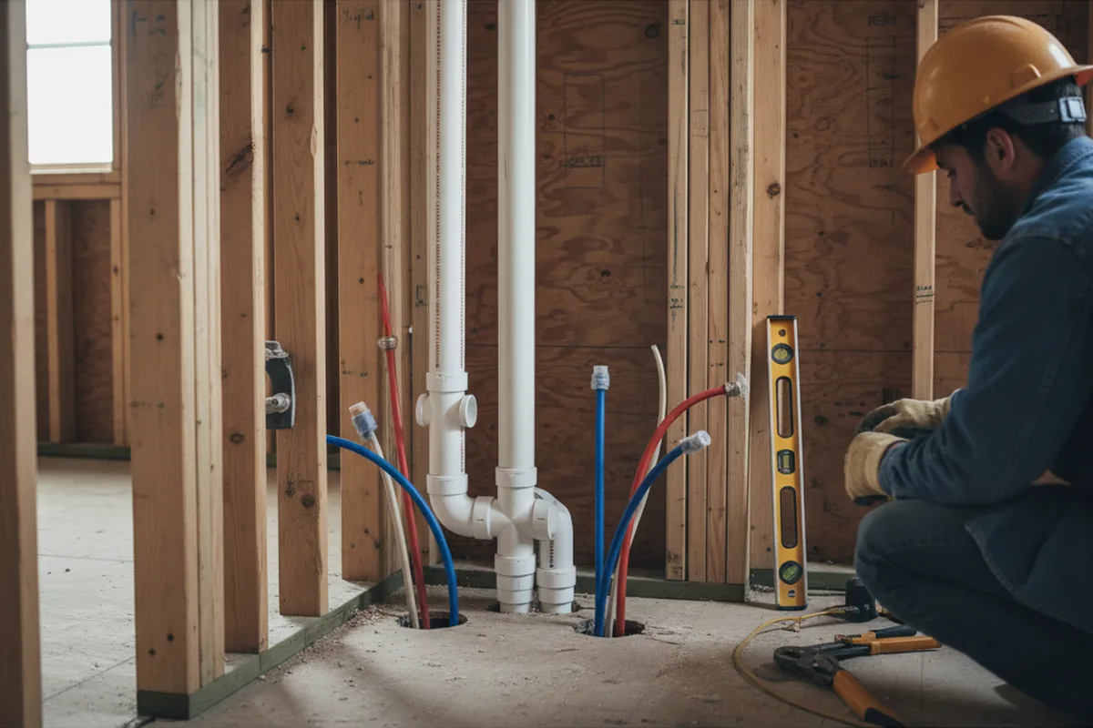 Drain and supply rough-in during Toilet Repair and Installation in Heltonville